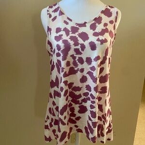 Stylish Sleeveless Top - Purple and White